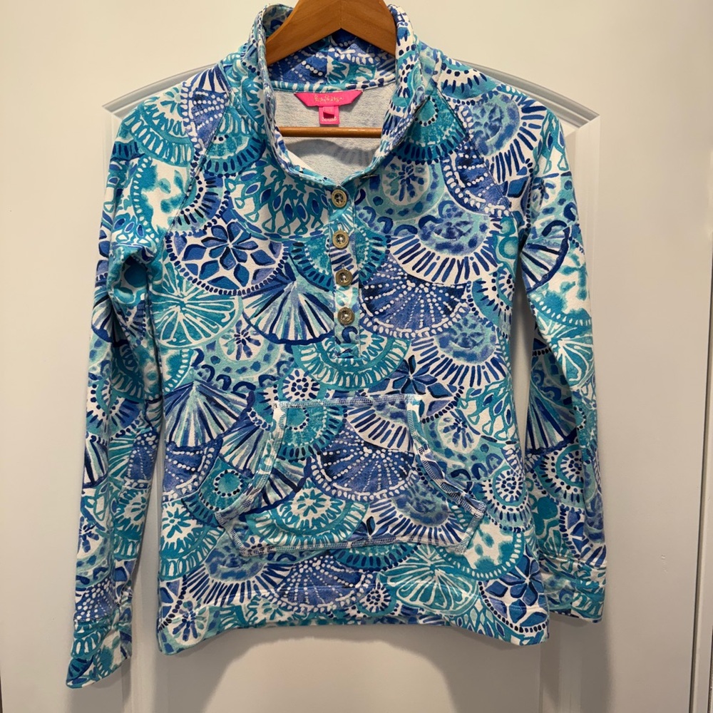 Lilly Pulitzer Teal and White Patterned Top
